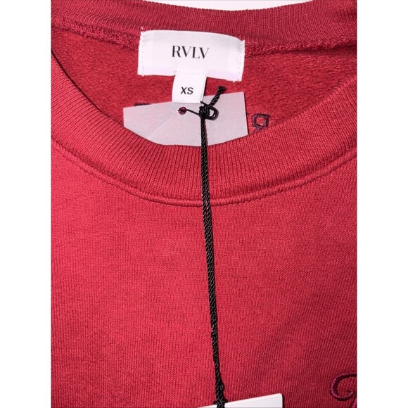 New Revolve RVLV RED SWEATSHIRT EMBROIDERED RHS MEDIUM NEW WITH TAGS - Picture 3 of 9